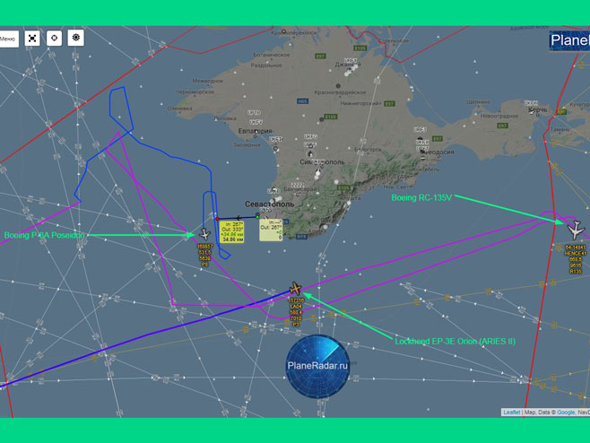 Mapa letova iznad Krima (foto: twitter.com/ua4wiy_) - 