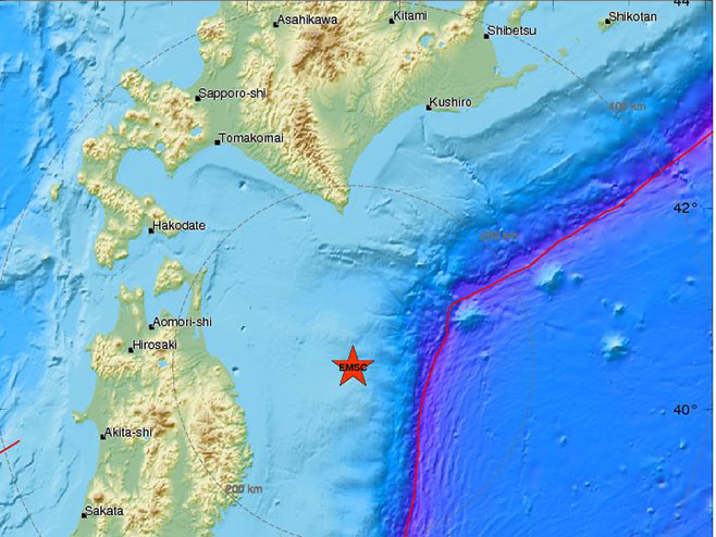 Zemljotres kod ostrva Honšu (Izvor:  EMSC) - 