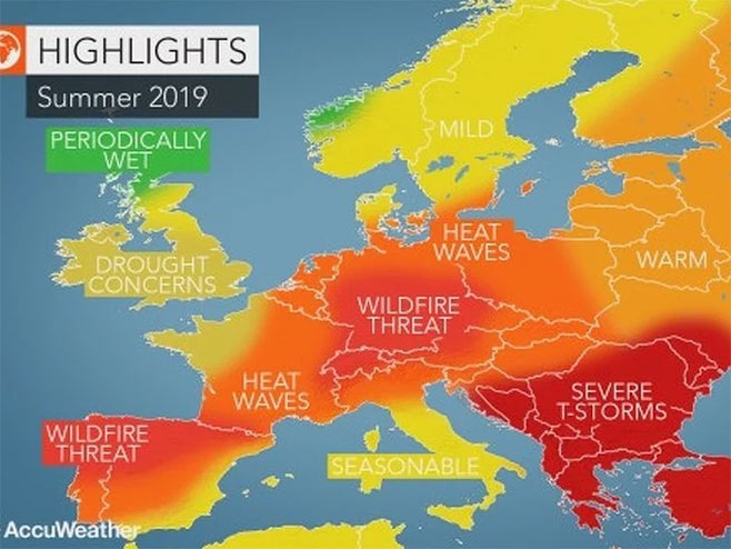 Meteorolozi najavljuju velike vrućine u Evropi (foto: AccuWeather) - 