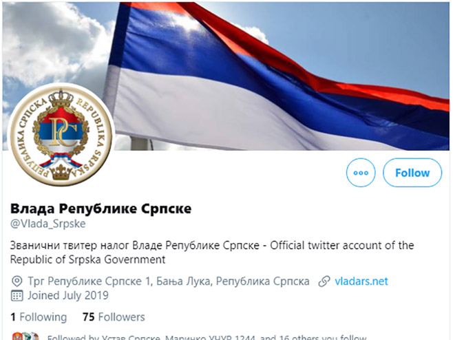 Zvanični tviter nalog Vlade Republike Srpske - Foto: Twitter