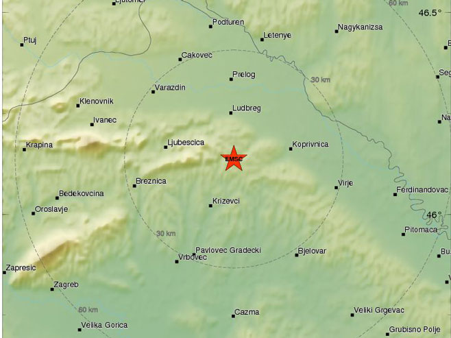 Zemljotres kod Koprivnice (Foto: www.emsc-csem.org) - 