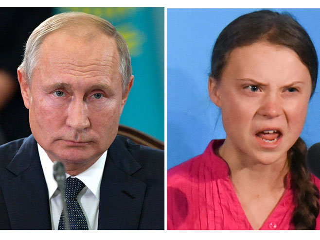 Putin i Greta - Foto: ilustracija