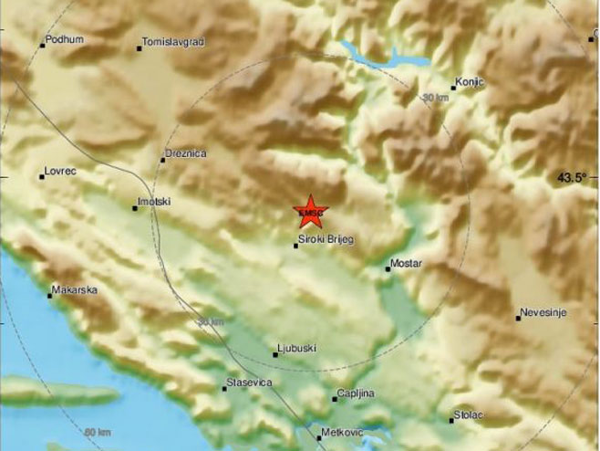 Potres sedam kilometara sjeveroistočno od Širokog Brijega (Foto:radiosarajevo.ba) - 
