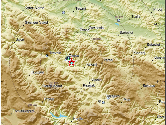 Zemljotres kod Zenice (foto: twitter.com/LastQuake) - 