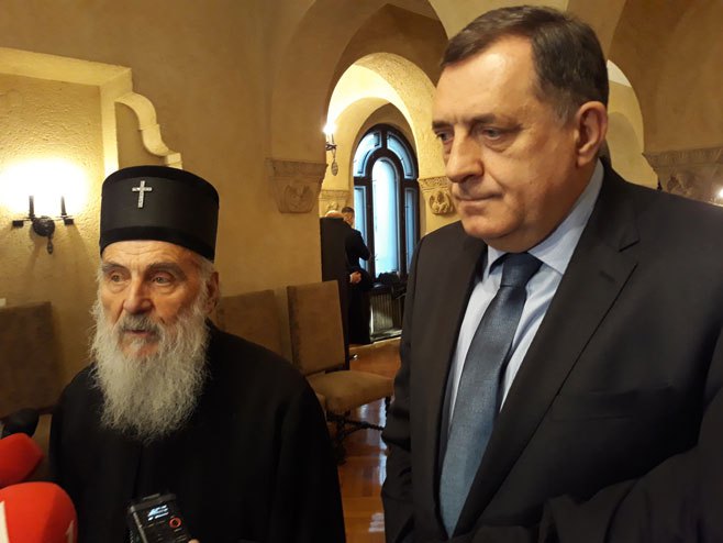 Patrijarh Irinej i Dodik - Foto: SRNA