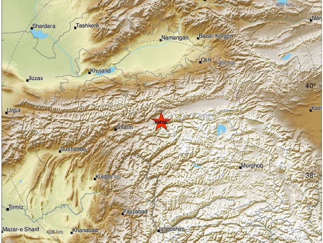 Epicentar zemljotresa u Tadžikistanu (foto: emsc.eu) - 