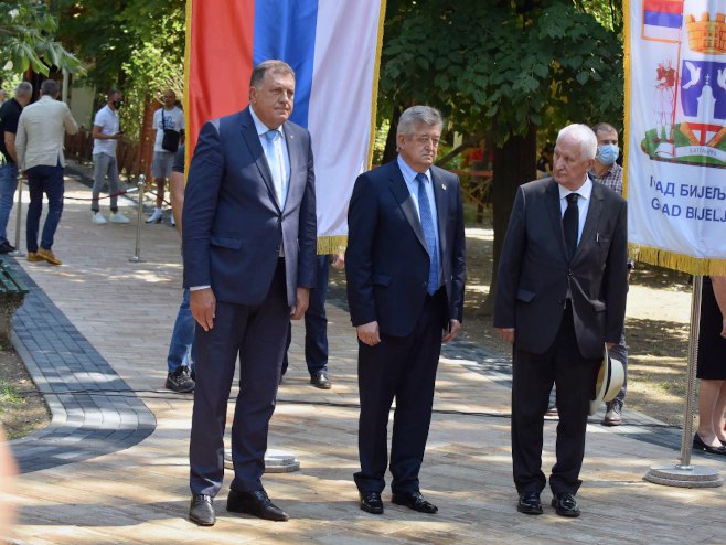 Bijeljina: Dodik, Mićić i Bećković - Foto: SRNA