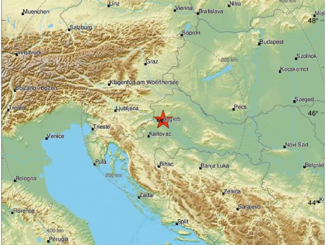Blagi zemljotres u okolini Zagreba (foto: www.emsc.eu) - 