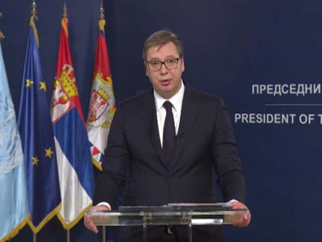 Vučić u obraćanju Generalnoj skupštini UN putem video-linka - Foto: RTS