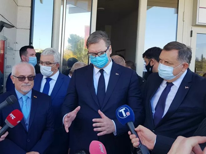 Vučić-Dodik u posjeti "Srpske kuće" (foto:Sputnik/Nebojša Popović) - 