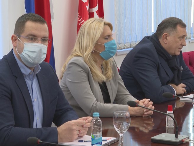 Kovačević, Cvijanović, Dodik - Foto: RTRS