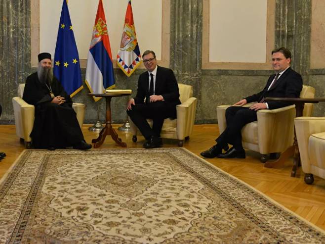 Sastanak predsjednika Srbije Aleksandra Vučića i patrijarha Porfirija (Foto: Lola Đorđević) - 