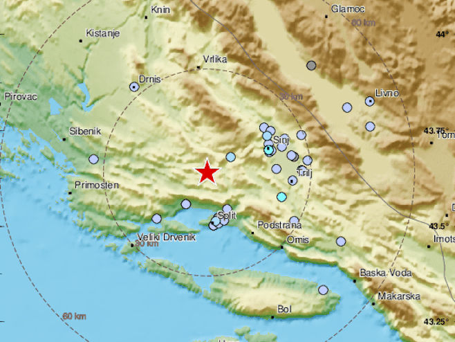 Zemljotres kod Splita (Foto: EMSC) - 