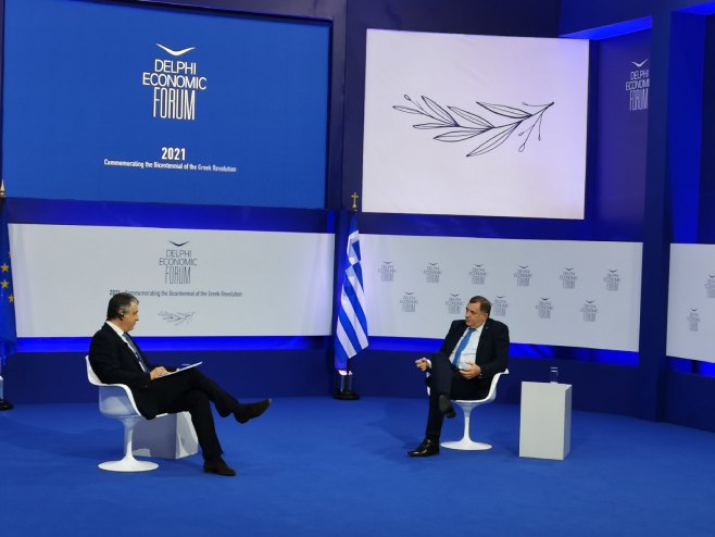Dodik na Delfi ekonomskom forumu - Foto: RTRS