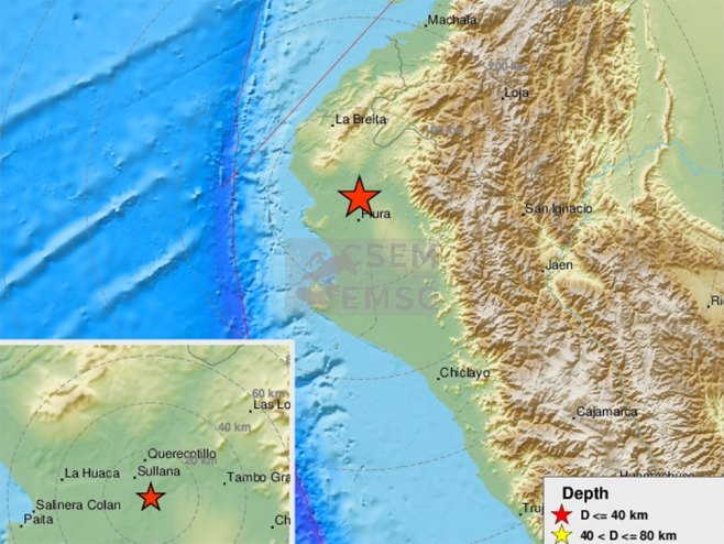 Zemljotres pogodio Peru (foto:EMSC) - 