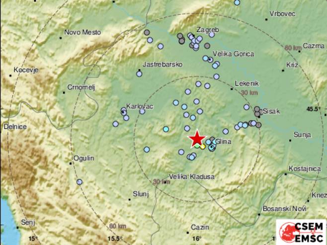 Zeljotres kod Gline  (Foto:twitter.com/LastQuake) - 