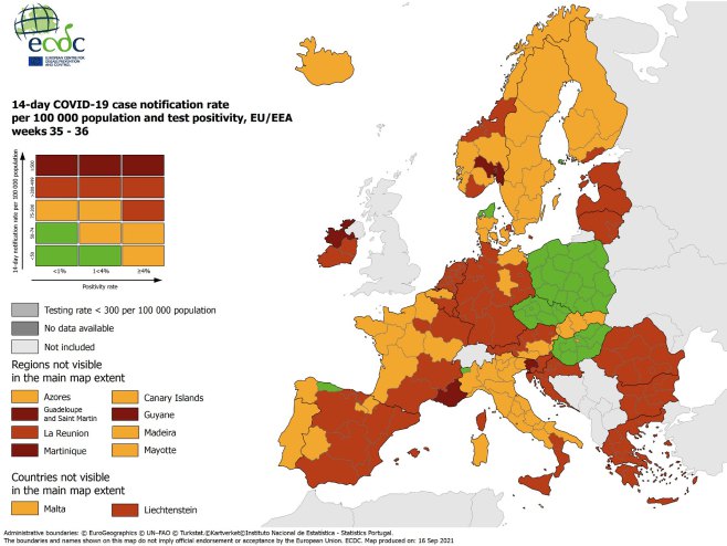 Mapa Evrope (foto: twitter.com/ECDC_EU) - 