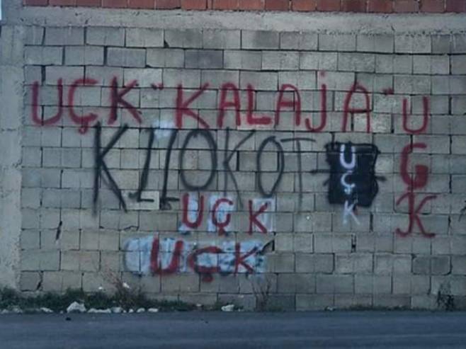 Grafit UČK ispisan u Klokotu (Foto: Kancelarija za Kosovo i Metohiju) - 