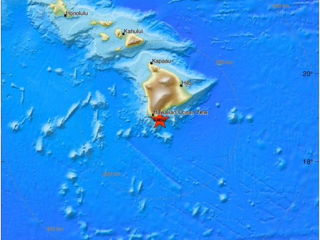 Epicentar zemljotresa na Havajima (foto: emsc.eu) - 