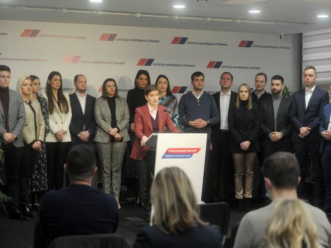 Ana Brnabić na pres konferenciji SNS-a - Foto: TANЈUG