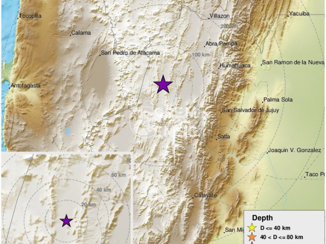 Snažan zemljotres u Argentini (Foto: twitter.com/LastQuake) - 