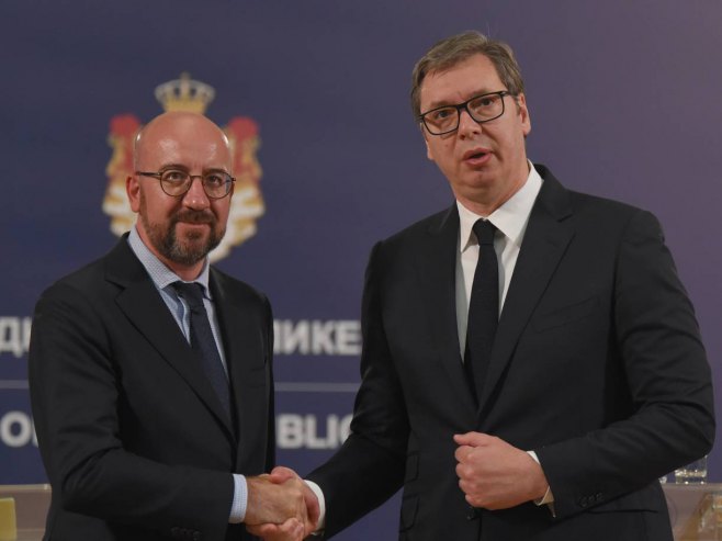 Šarl Mišel i Aleksandar Vučić (Foto: TANJUG/ MILOS MILIVOJEVIC) - 