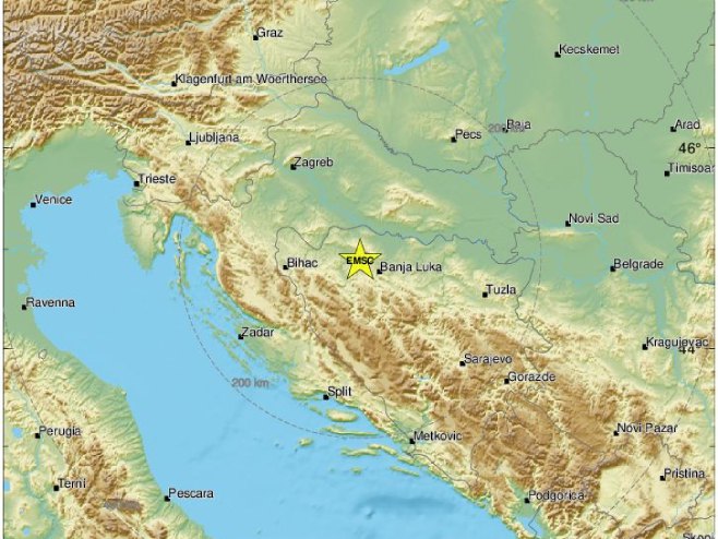 Zemljotres kod Omarske (foto: emsc.eu/Earthquake) - 