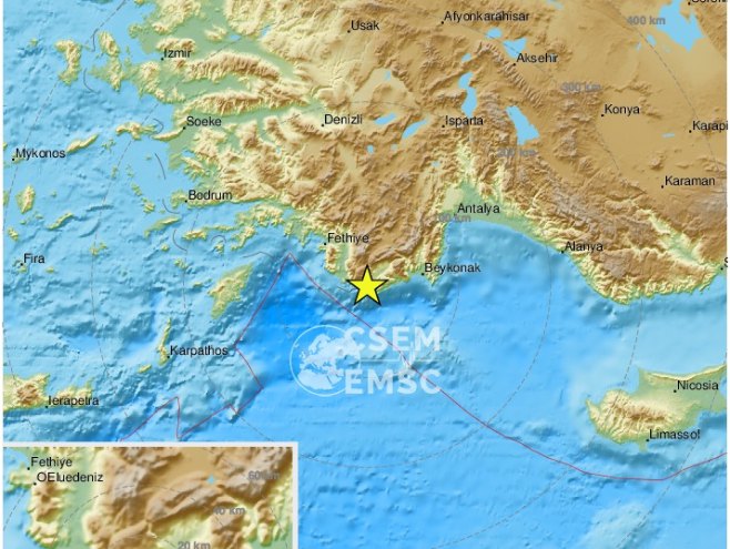 Zemljotres u Turskoj (Foto: EMSC Twitter) - Foto: Twitter
