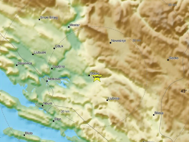 Zemljotres kod Stoca (Foto: EMSC) - 