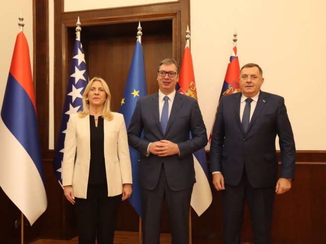 Cvijanovićeva, Dodik i Vučić u Beogradu - Foto: predsjednikrs.net