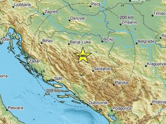 Zemljotres kod Travnika (Foto: EMSC) - 