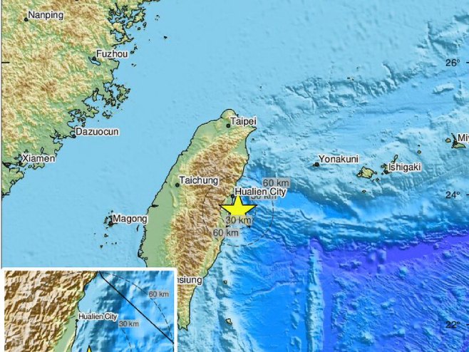 Zemljotres u regionu Tajvana (Foto: EMSC Twitter) - 