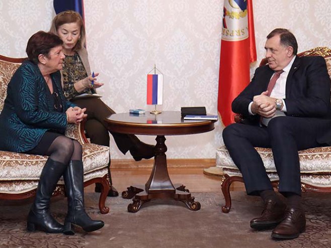 Milorad Dodik i Kristin Tudik - Foto: RTRS
