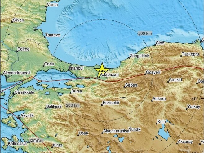 Epicentar zemljotresa u Turskoj (Foto: emsc-csem.org) - 