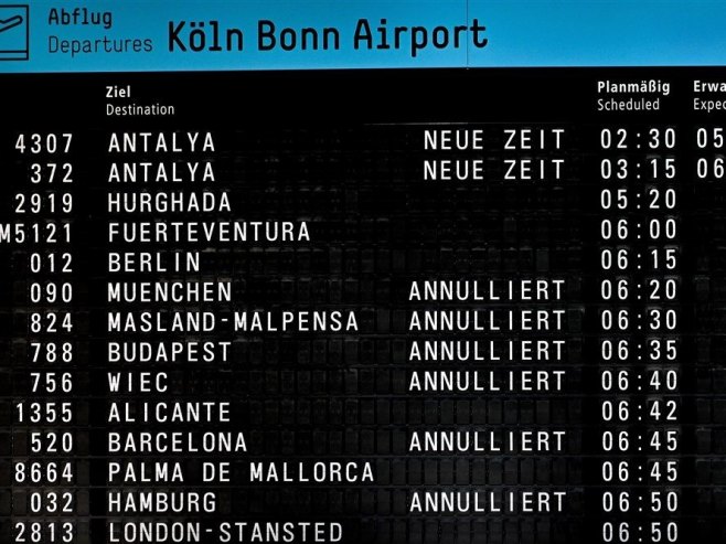Otkazani letovi na aerodromu Keln/Bon, ilustracija (Foto: EPA-EFE/SASCHA STEINBACH) - 