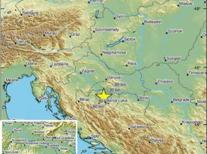 Zemljotres u blizini Banjaluke  (Foto:twitter/LastQuake) - 