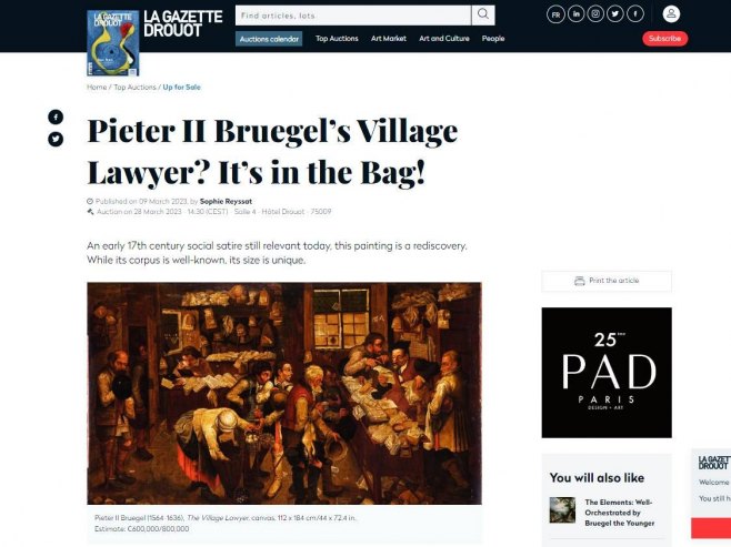 Brojgelov "Seoski advokat" na aukciji u Parizu (Foto: Screenshot/gazette-drouot.com) - 