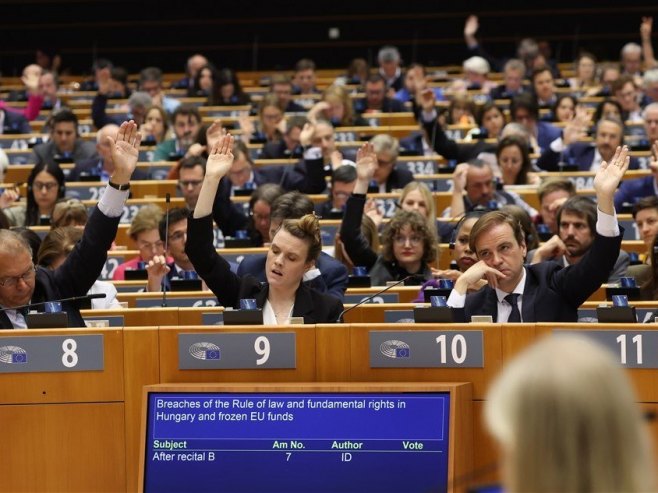 Glasanje u Evropskom parlamentu (Foto: EPA-EFE/OLIVIER HOSLET) - 
