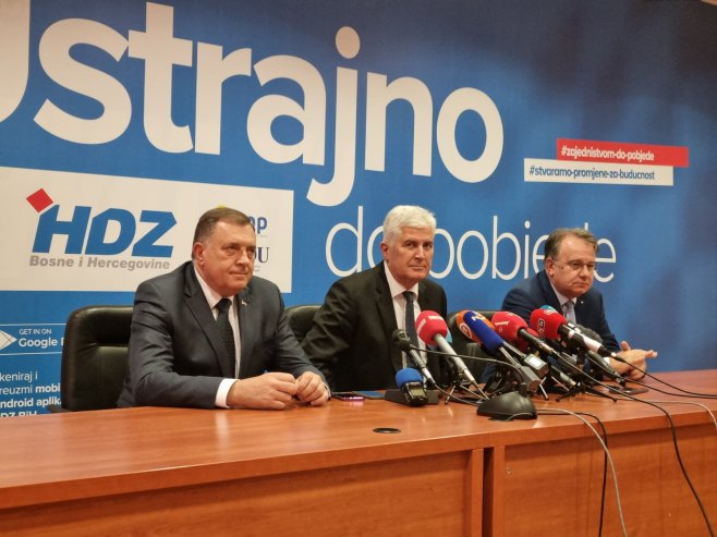 Dodik, Čović i Nikšić - Foto: SRNA