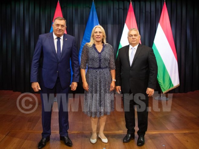 Dodik, Cvijanović i Orban - Foto: RTRS