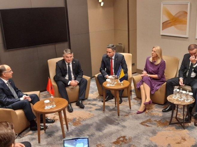 Sastanak članova Presjedništva BiH sa predsjednikom Albanije - Foto: RTRS