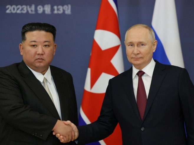 Kim DŽong Un i Putin (Foto: EPA-EFE/VLADIMIR SMIRNOV/SPUTNIK/KREMLIN POOL MANDATORY CREDIT Kim DŽong Un i Putin (Foto: EPA-EFE/VLADIMIR SMIRNOV/SPUTNIK/KREMLIN POOL MANDATORY CREDIT -