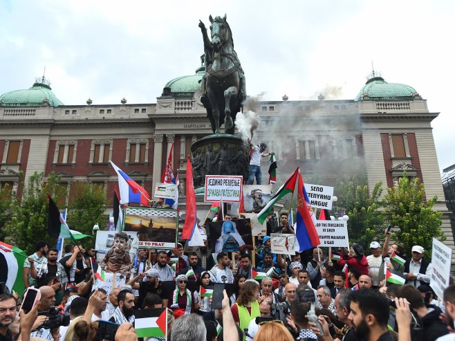 Protest podrške narodu Palestine u Beogradu (Foto: TANJUG/TARA RADOVANOVIĆ) - 