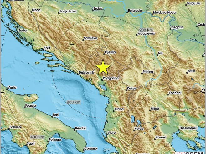Zemljotres u Crnoj Gori (Foto: twitter.com/LastQuake) Zemljotres u Crnoj Gori (Foto: twitter.com/LastQuake) -