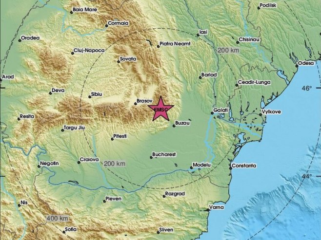 Epicentar zemljotresa, Rumunija (foto: emsc-csem.org) - 