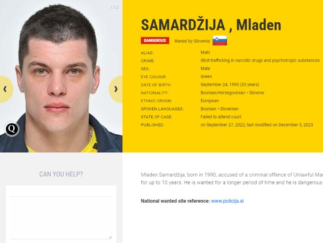 Mladen Samardžija (foto: eumostwanted.eu/samardzija-mladen - screenshot) - Foto: Screenshot