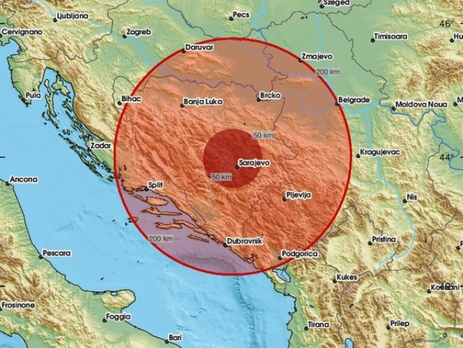 Zemljotres kod Sarajeva (Foto: EMSC) - 