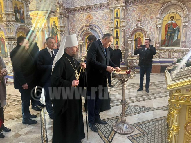 Minsk: Dodik u Hramu Svih Svetih - Foto: RTRS