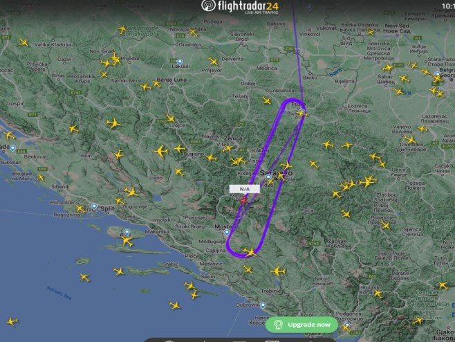 Izviđački avion leti iznad BiH (Foto: flightradar24) - 