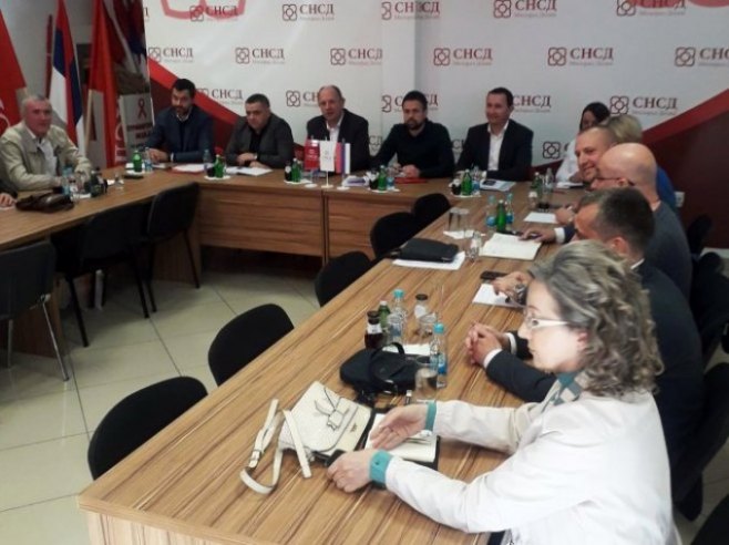 Igor Dodik, Miroslav Bojić i Srđan Amidžić sa predstavnicima SNSD Trebinje - 